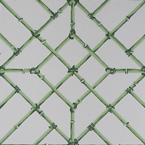 swatch of bob collins green latticework wallpaper