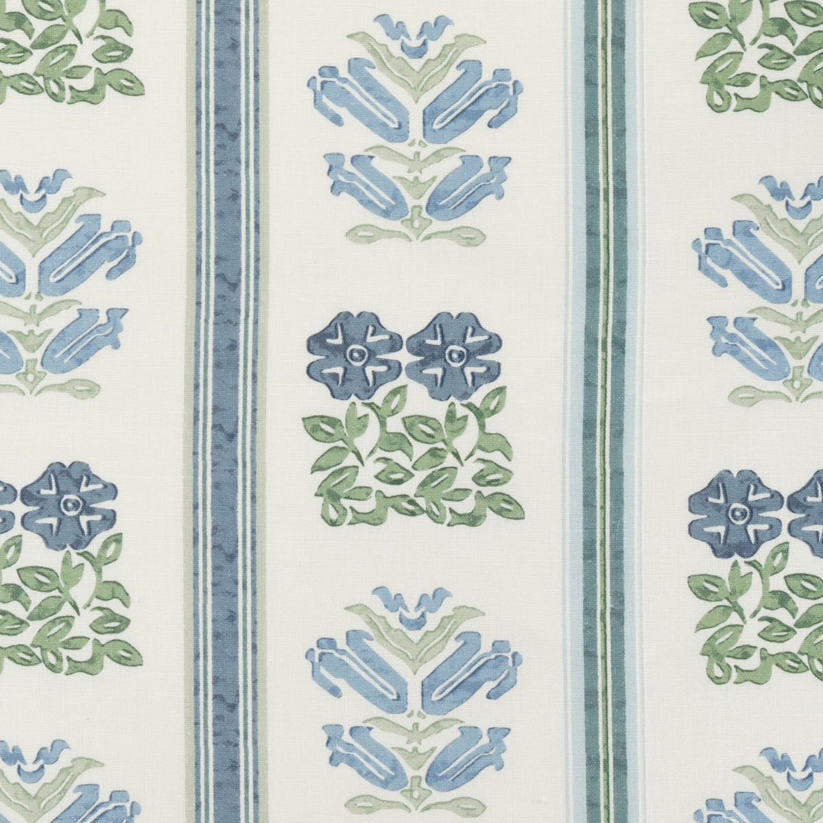 blue and green floral wallpaper swatch from Volga Linens
