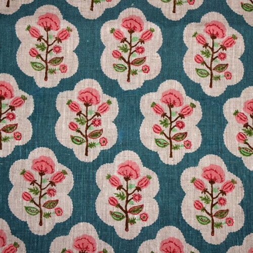 swatch of floral jane blue fabric