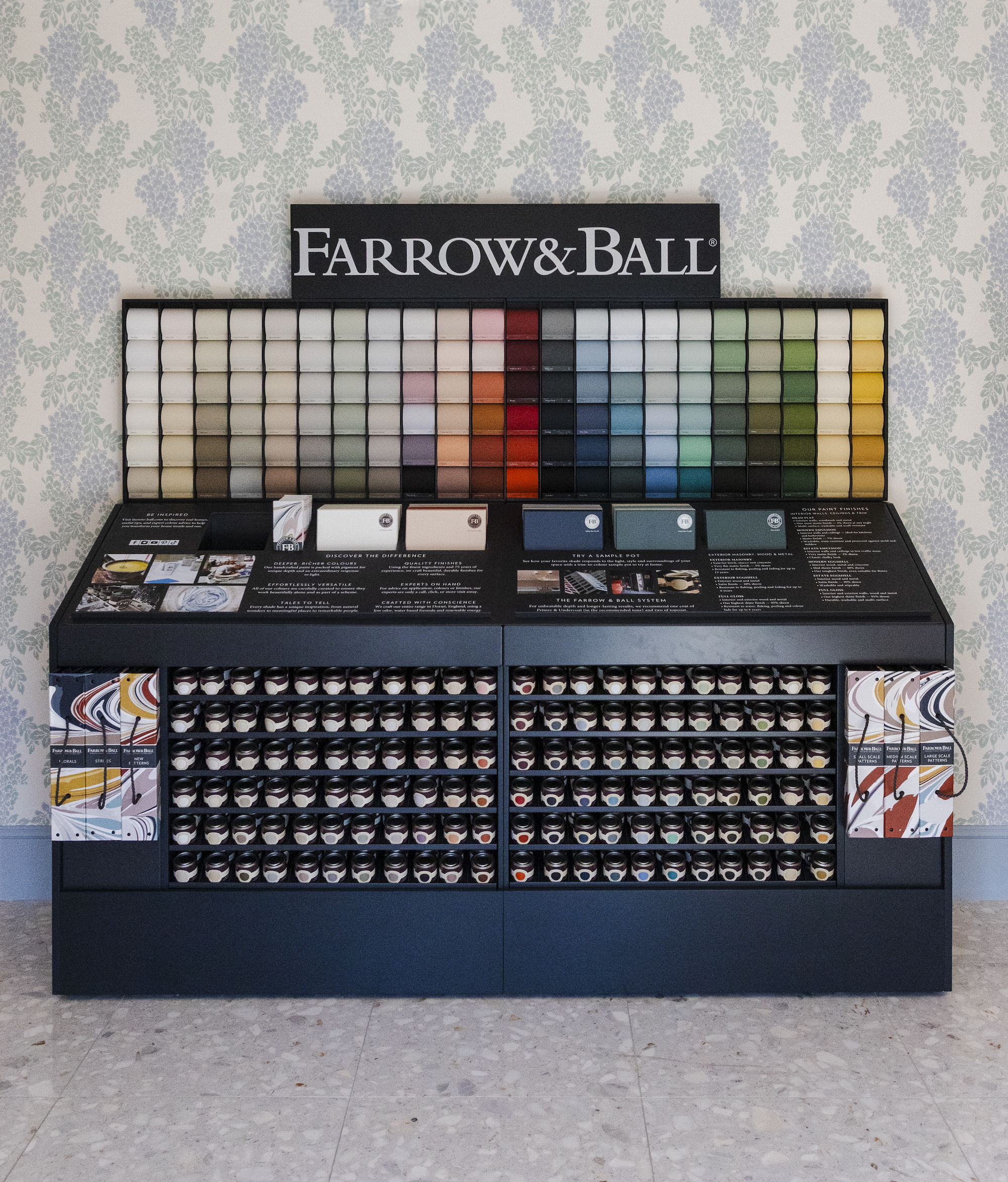 Farrow and Ball paint swatch display