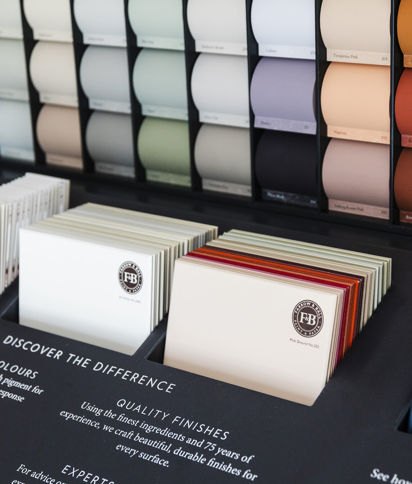 closeup of Farrow and Ball paint swatches