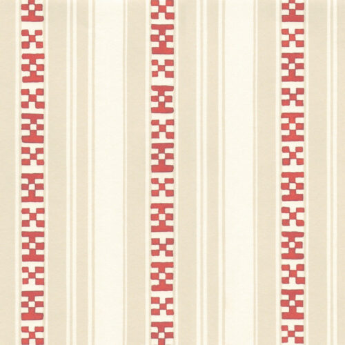 Decors Barbares Rayures Broderies Red Beige wallpaper swatch